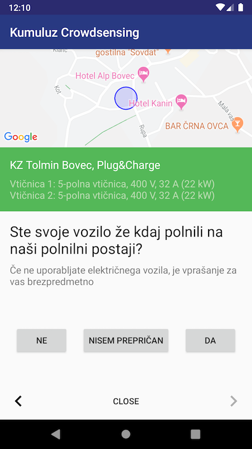 Podatki o električni polnilnici