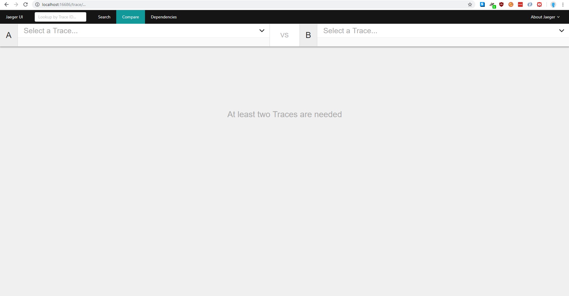 Compare tab in Jaeger GUI
